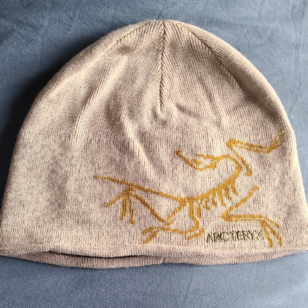 Arc'teryx Beige Beanie with Gold Logo